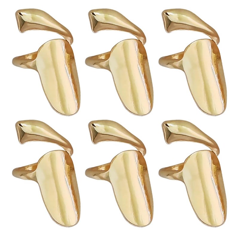 Elandy 6 PCS Wome Fashion Finger Nail Ring Golden Fingernail Protective Nail Cap Cover Ring Art Tip Cover Nail Metal Decoration For Wedding Travel Party Bar Club Get Together Events (Golden) - Image 3